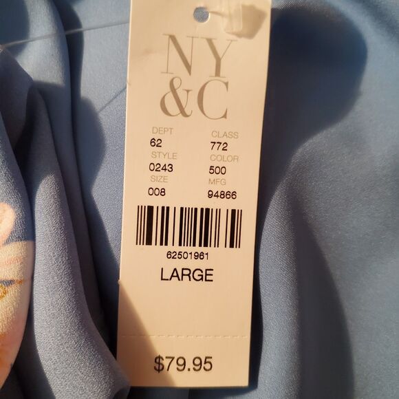 New York And Company Blue Floral Wrap Maxi dress Size Large NWT Reg $79.95 - Picture 9 of 11